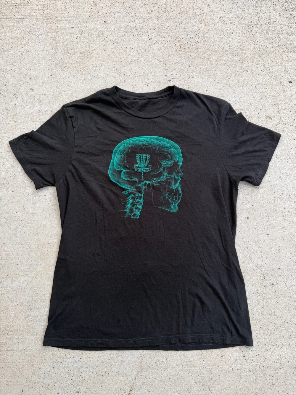 Disc Golf Basket Case Skull Graphic Tee Black Shirt Med Streetwear